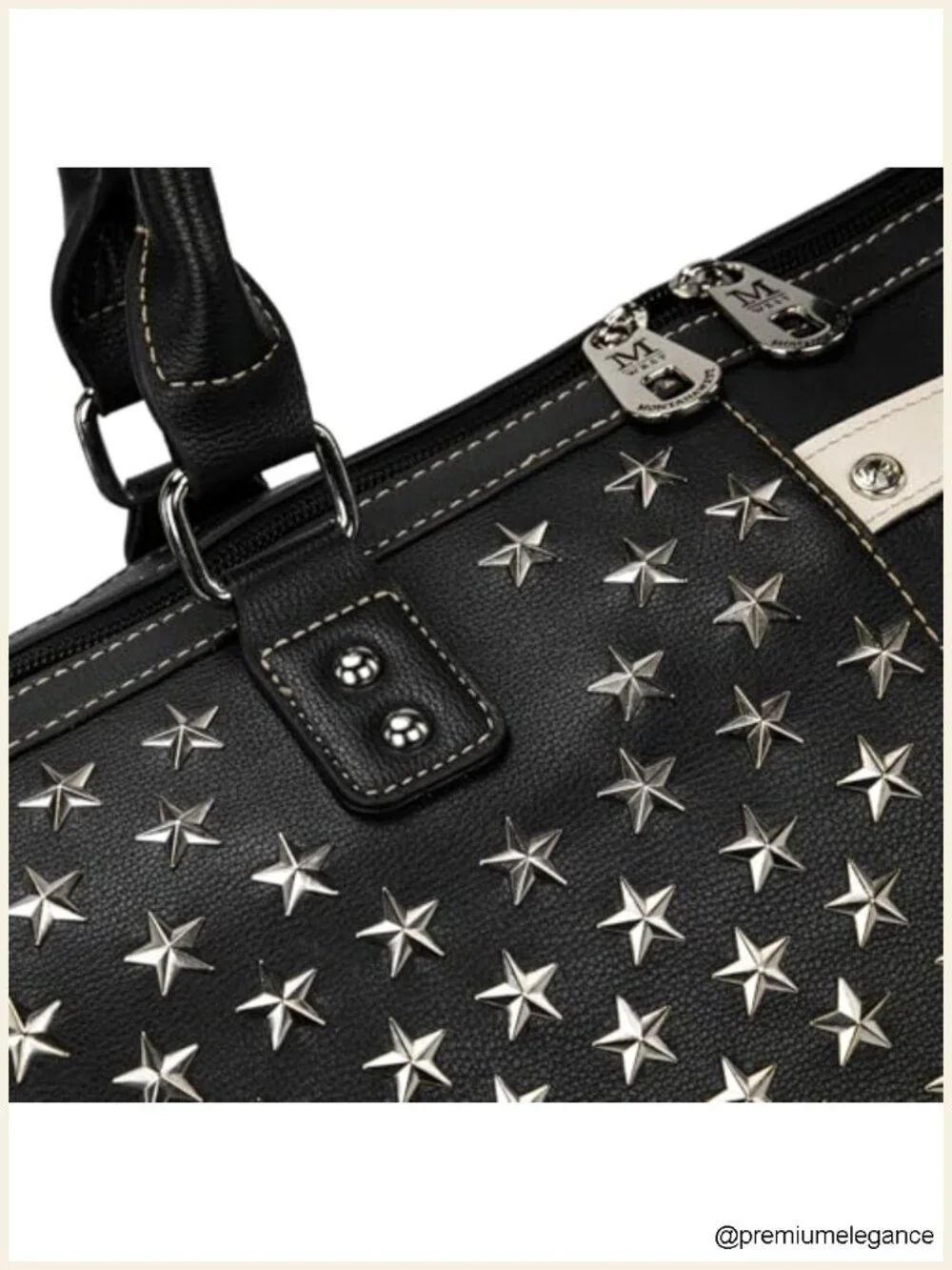 Faux Leather Studded Weekender Duffle Bag Carry-On Travel